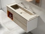 Plan vasque lavabo sur mesure : L 130 à 201 x P 40 à 51 cm, finition lisse mate, 10 couleurs au choix, Anti bactérien, résine Akrytan® teinté dans la masse, Livraison Offerte.